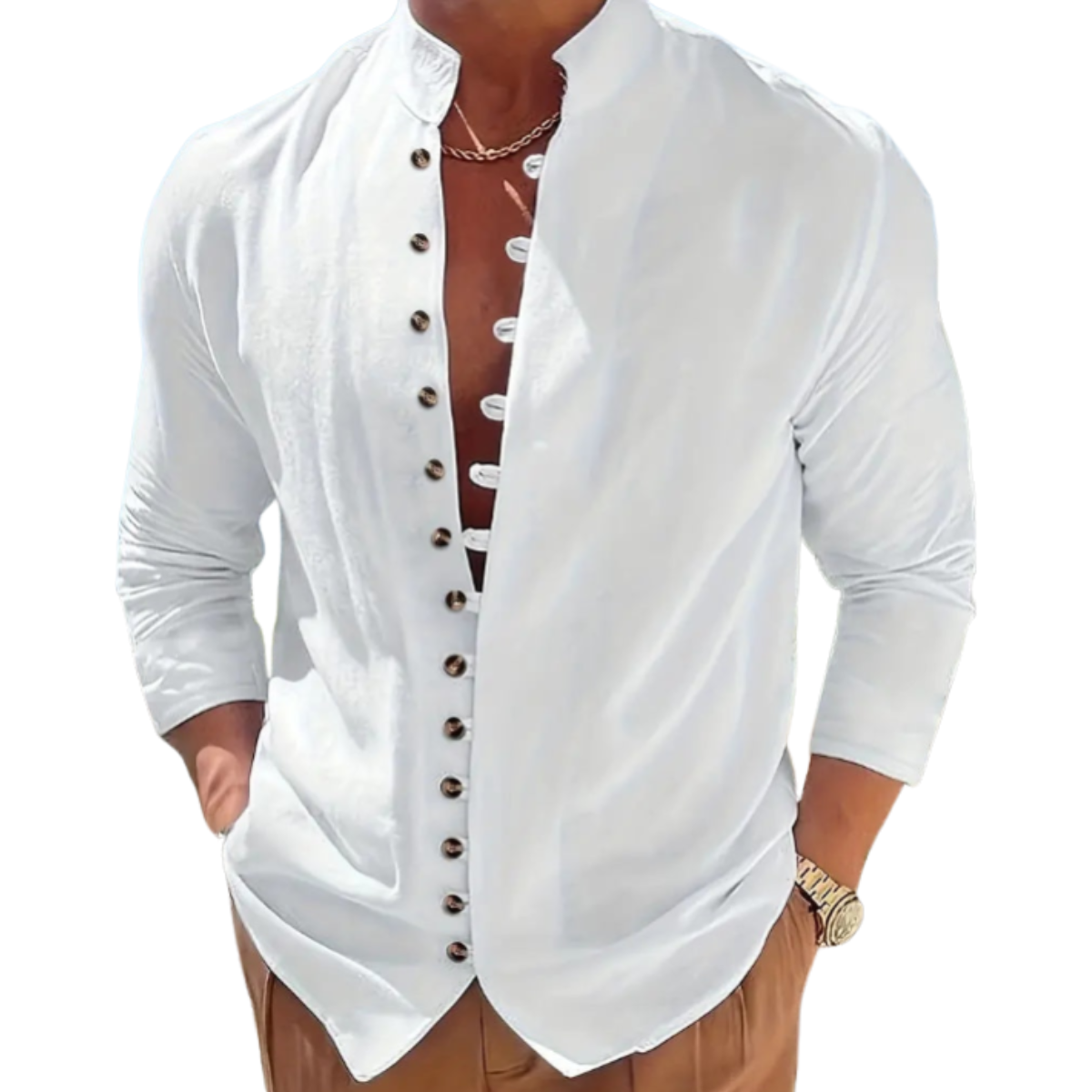 Men's Cotton Twill Shacket - Brushed Fleece Lined Long Sleeve