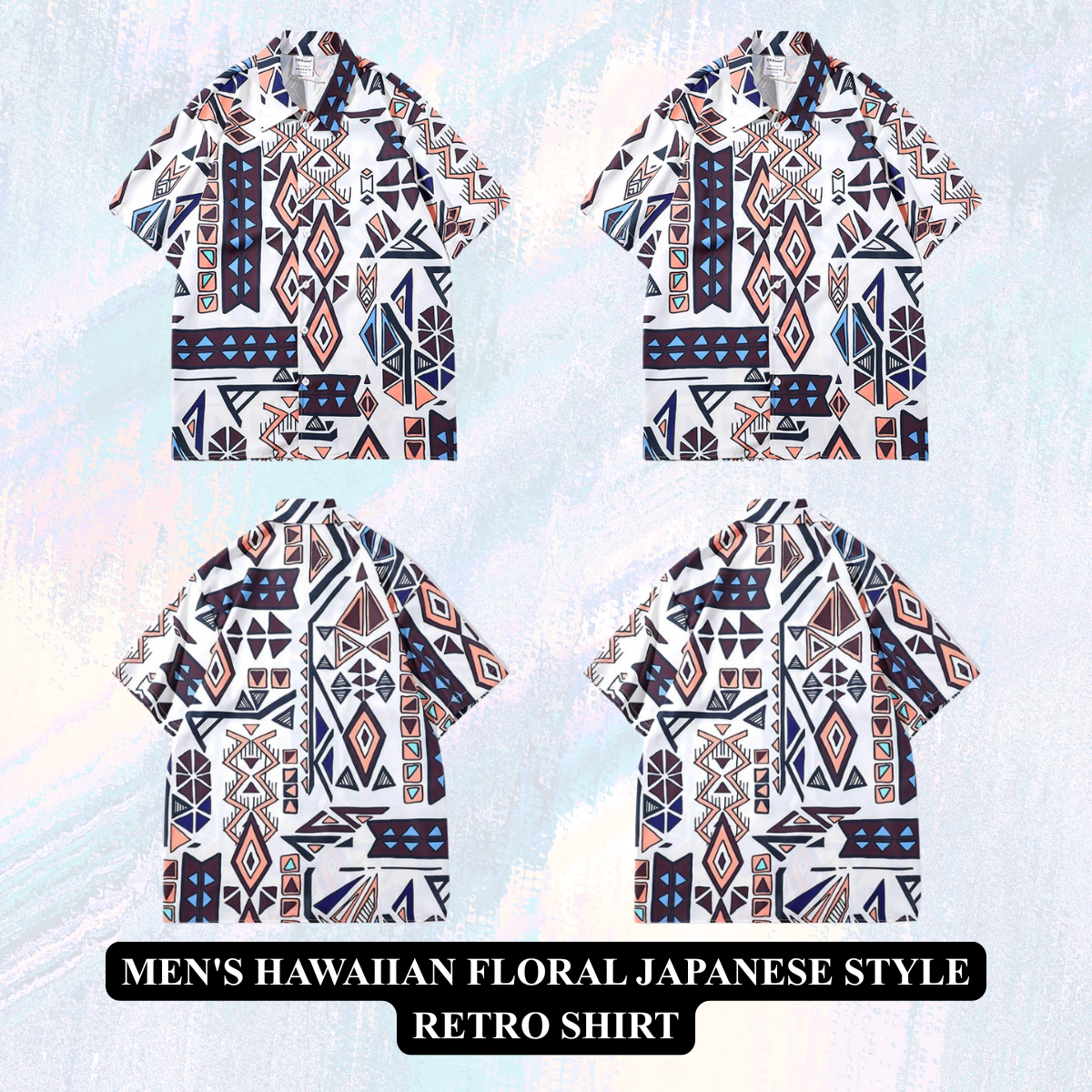 Men's Japanese Retro Floral Hawaiian Shirt – Loose Fit Pointed Collar White