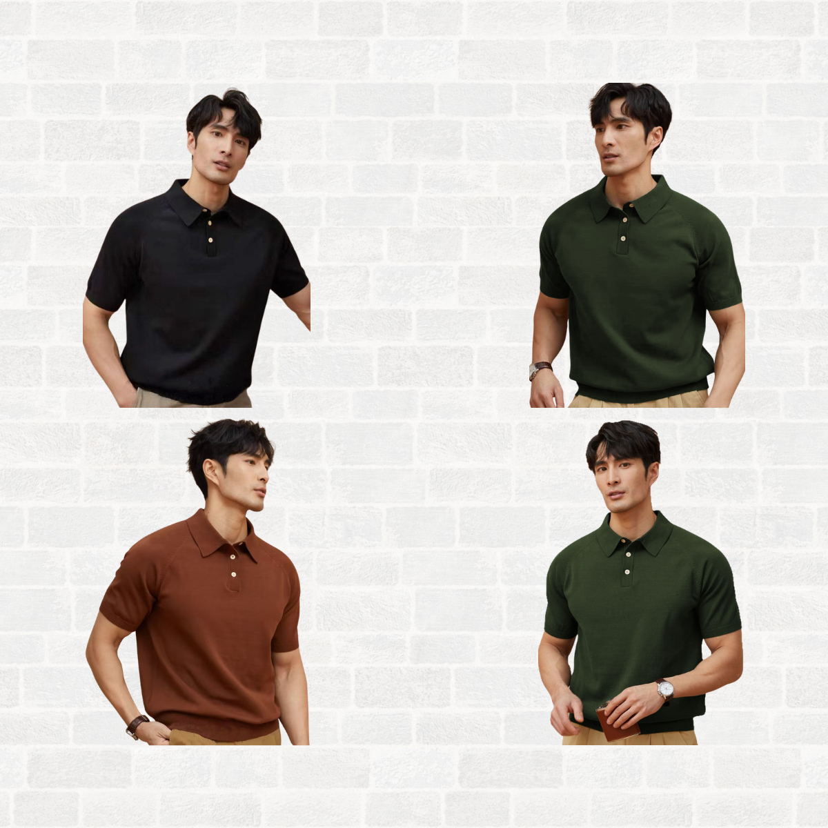 Men's Retro Lapel Knit Polo T-Shirt – Short Sleeve Loose Fit