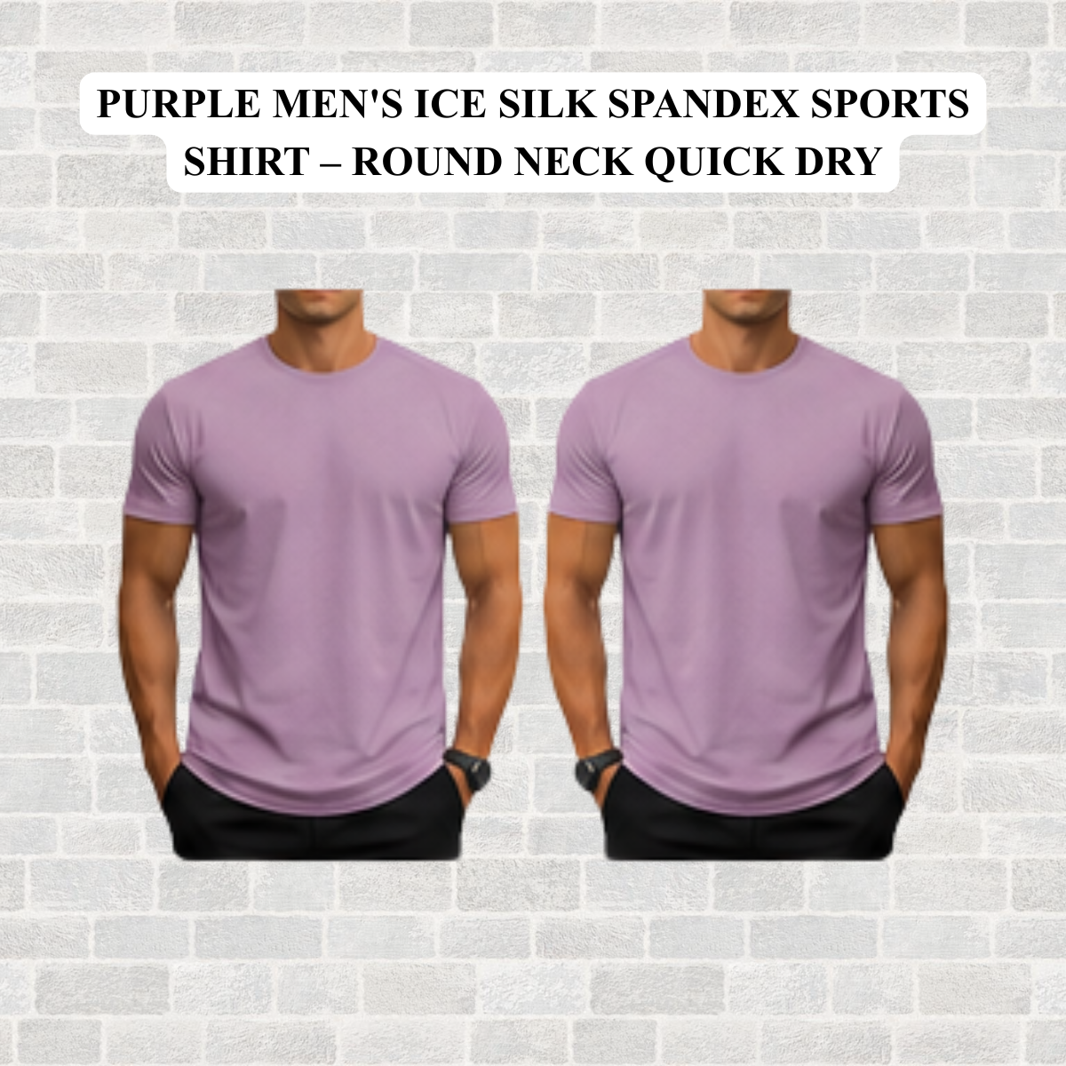Men's Ice Silk Spandex Sports Shirt – Round Neck Quick Dry