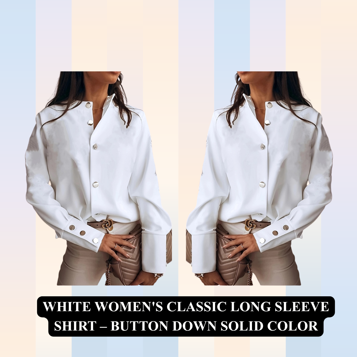 Women's Classic Long Sleeve Shirt – Button Down Solid Color