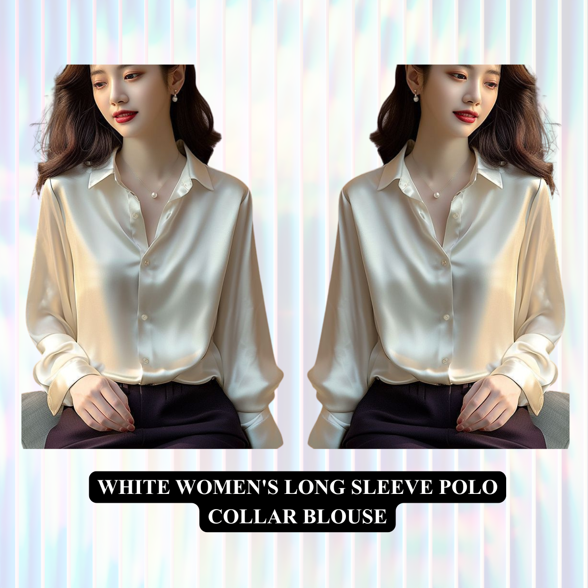 Women's Long Sleeve Polo Collar Blouse