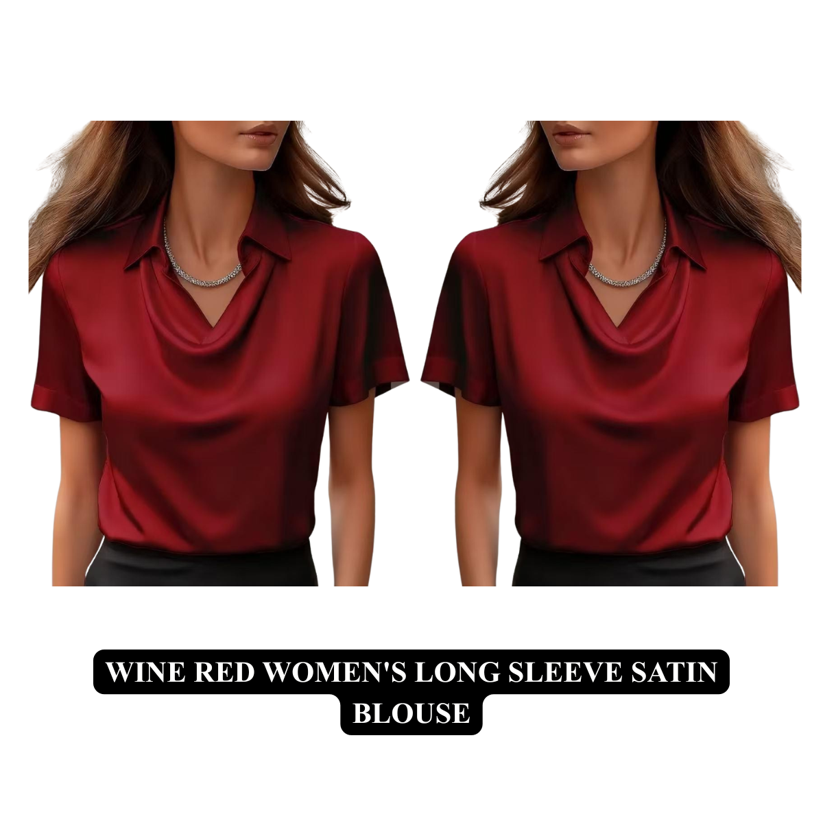 Women's Long Sleeve Satin Blouse – Boat Neck Imitation Silk Top