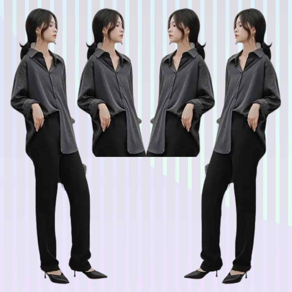 Women's Long Sleeve Polo Collar Blouse