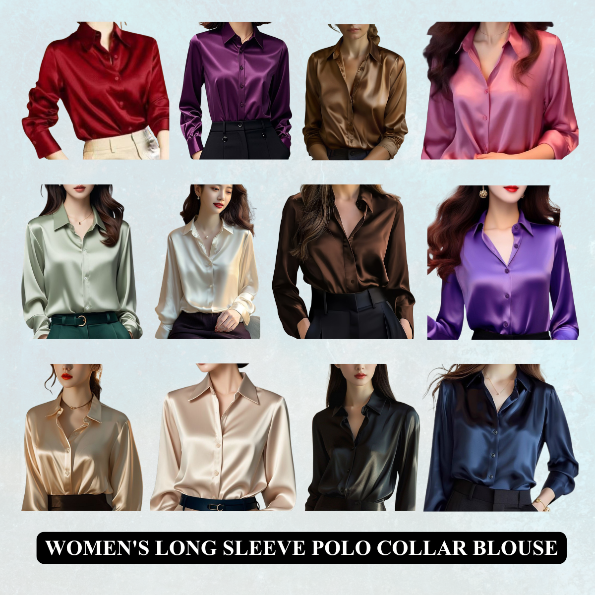 Women's Long Sleeve Polo Collar Blouse