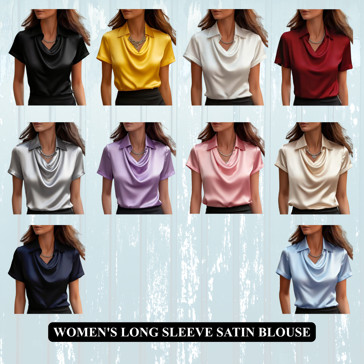 Women's Long Sleeve Satin Blouse – Boat Neck Imitation Silk Top