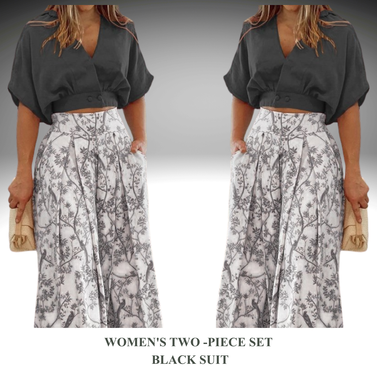 Women's Printed Shirt & Wide Leg Pants Set