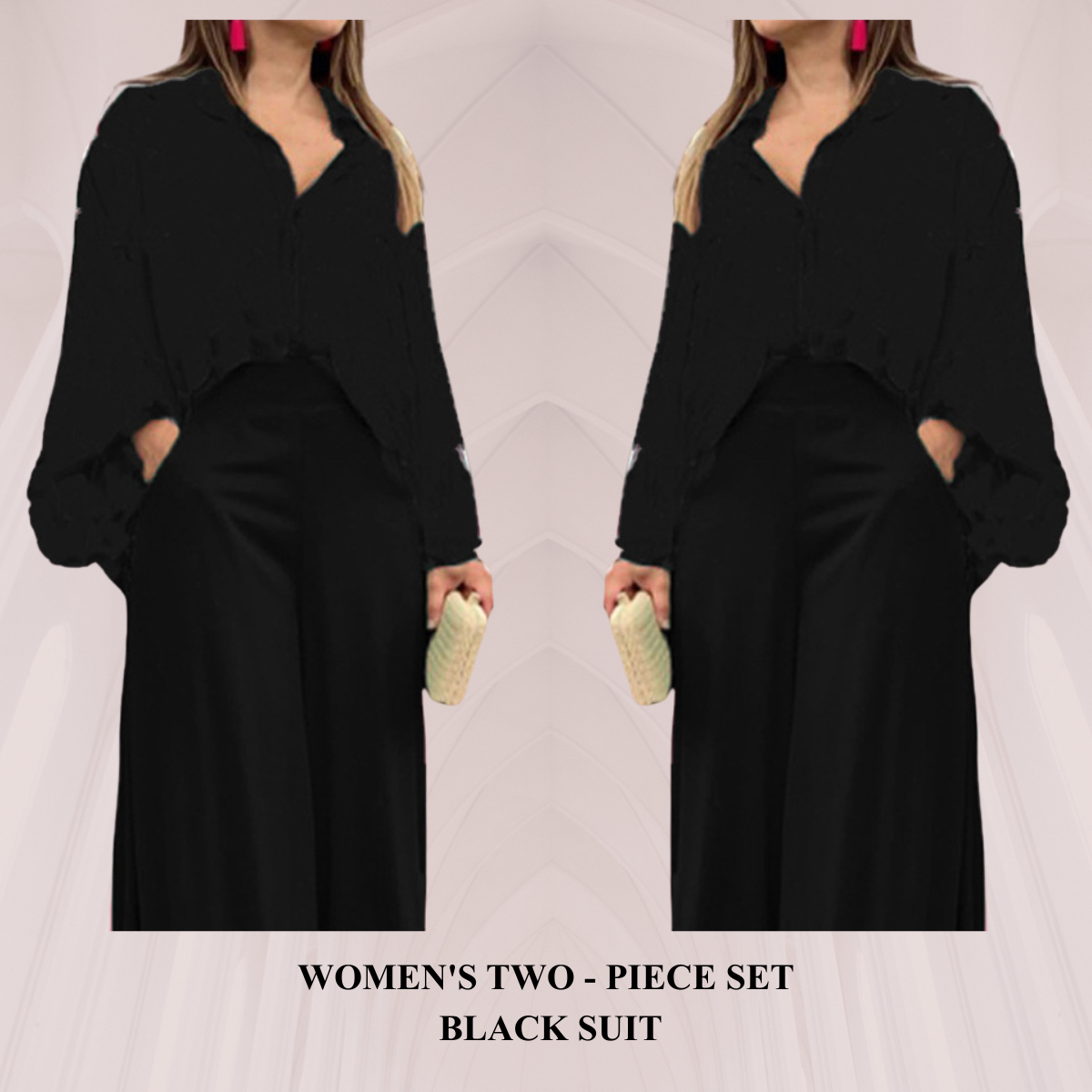 Women's Printed Shirt & Wide Leg Pants Set