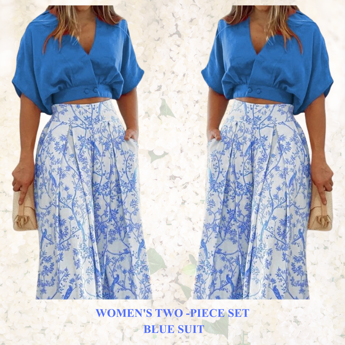 Women's Printed Shirt & Wide Leg Pants Set