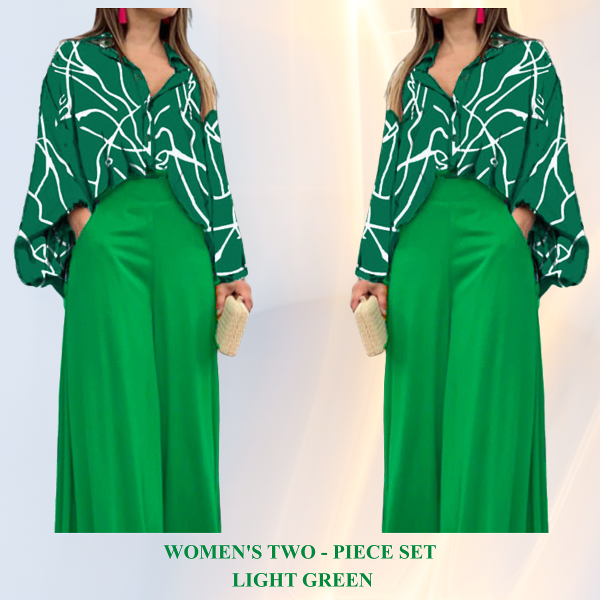 Women's Printed Shirt & Wide Leg Pants Set