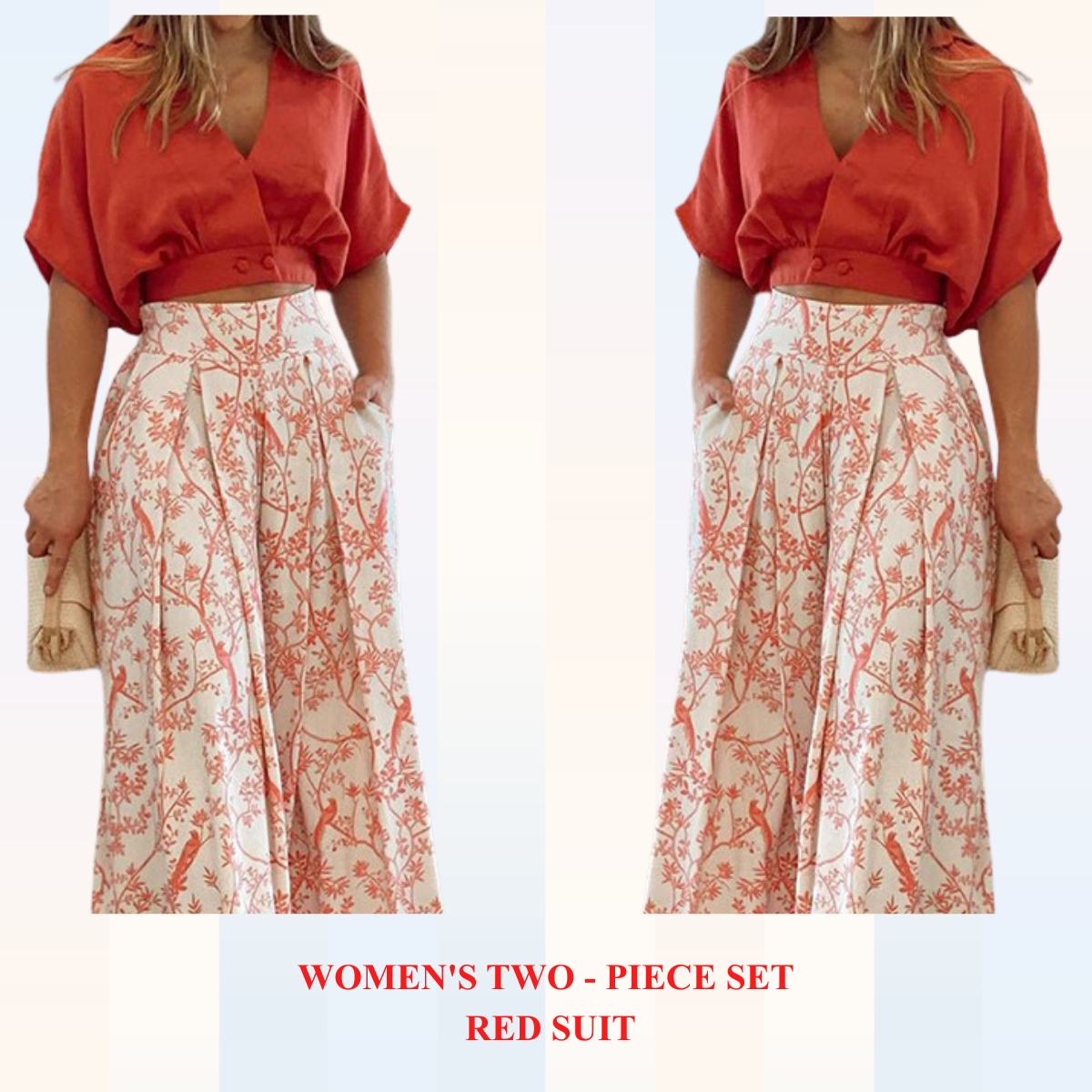 Women's Printed Shirt & Wide Leg Pants Set