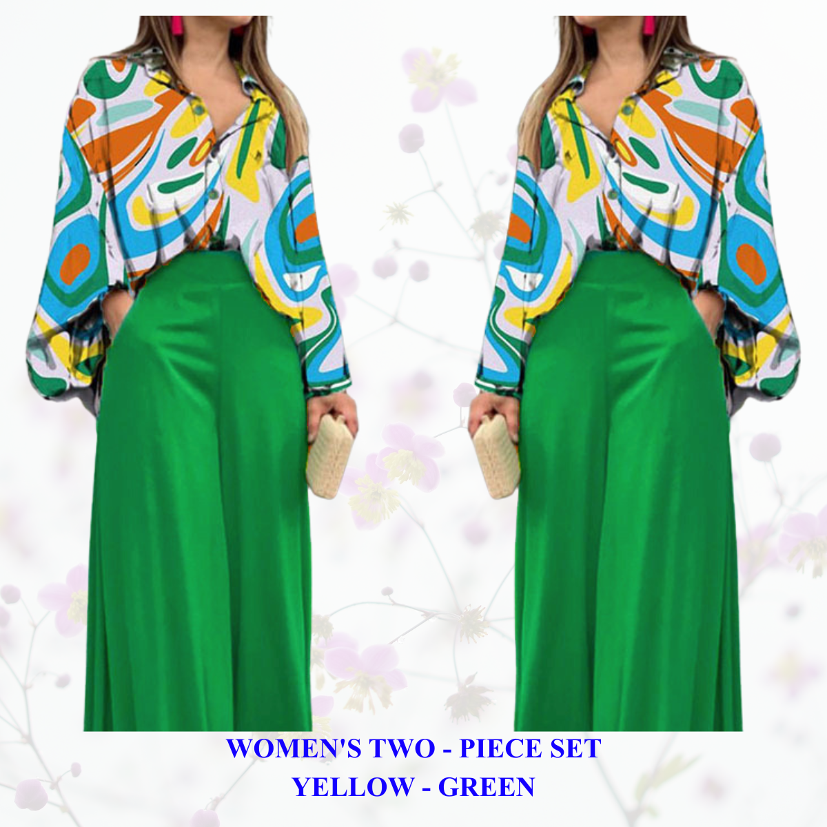 Women's Printed Shirt & Wide Leg Pants Set