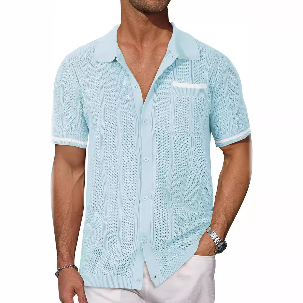 Men’s Short Sleeve Summer Cardigan Shirt