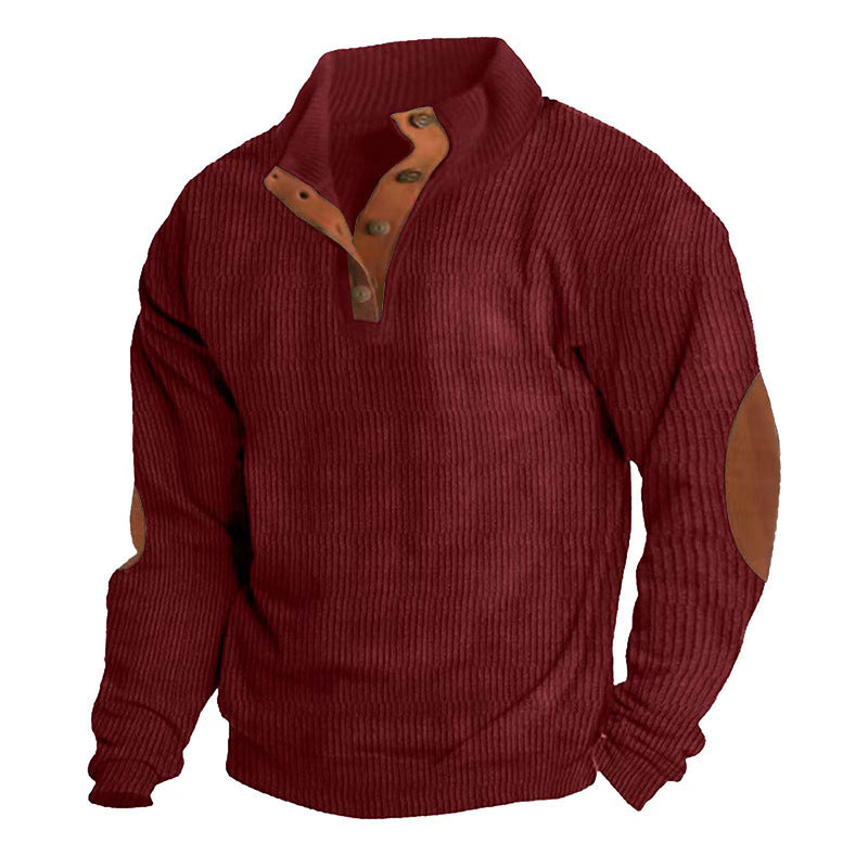 Men's Corduroy Stand Collar Sweater | Casual Long Sleeve Pullover