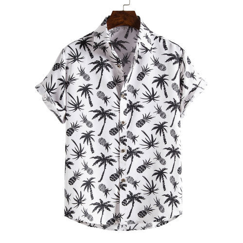 Men's Short Sleeve Floral Hawaiian Shirt – Slim Fit Beach Top