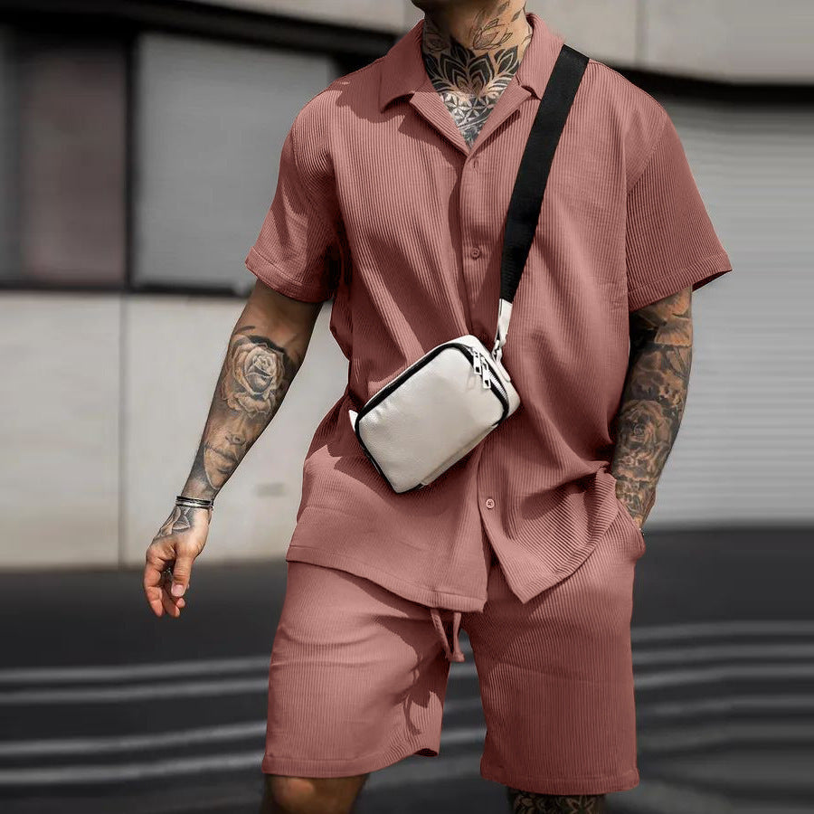 Men's Cotton Polo Shorts Set | Casual Short Sleeve & Shorts Outfit