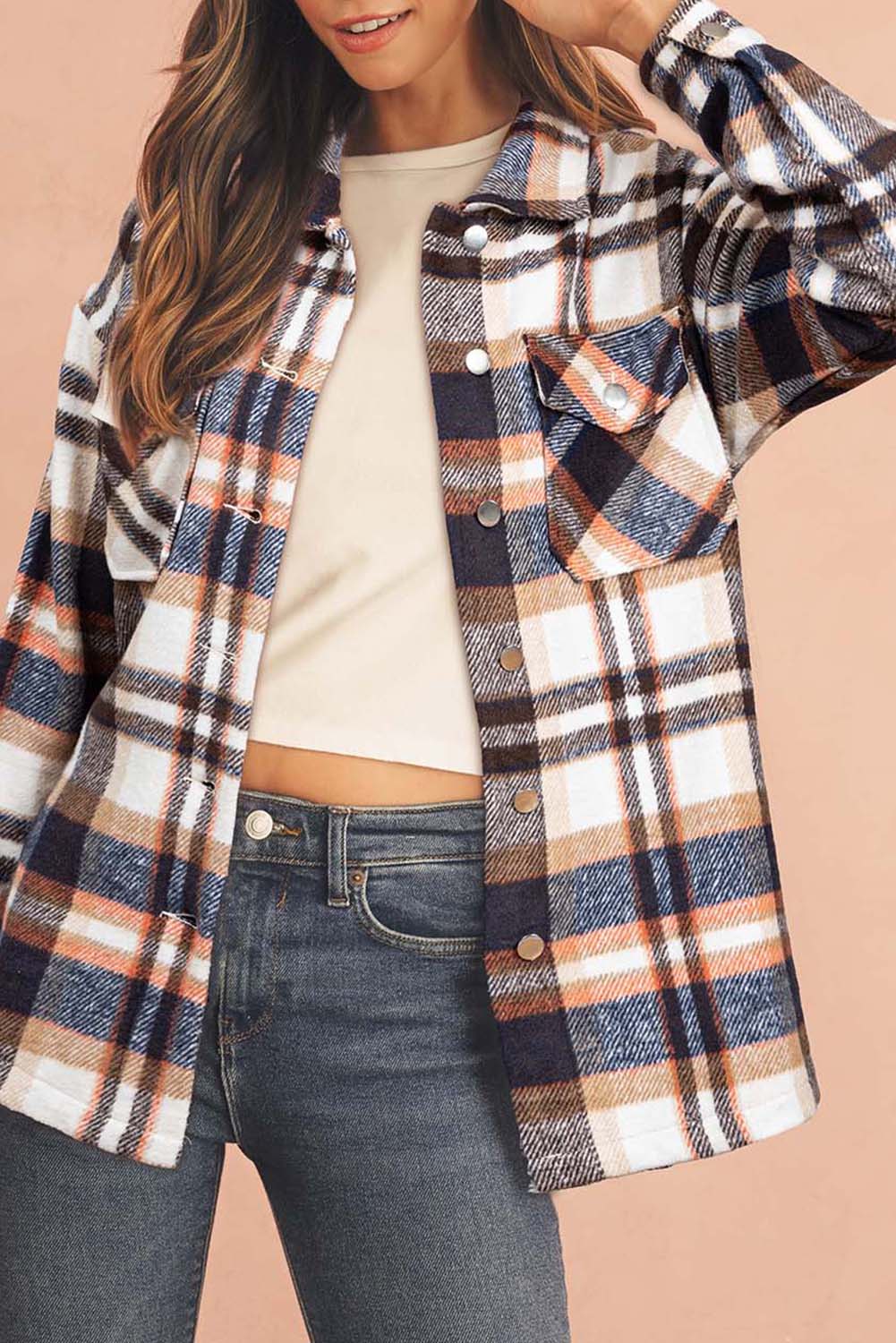 Women's Multicolor Plaid Shacket | Casual Button-Up Flannel Shirt Jacket
