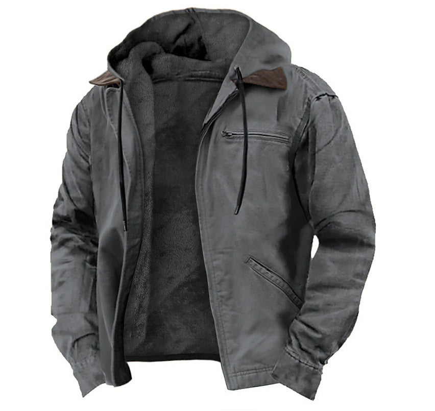 Men’s Winter Fleece Hooded Zip-Up Jacket