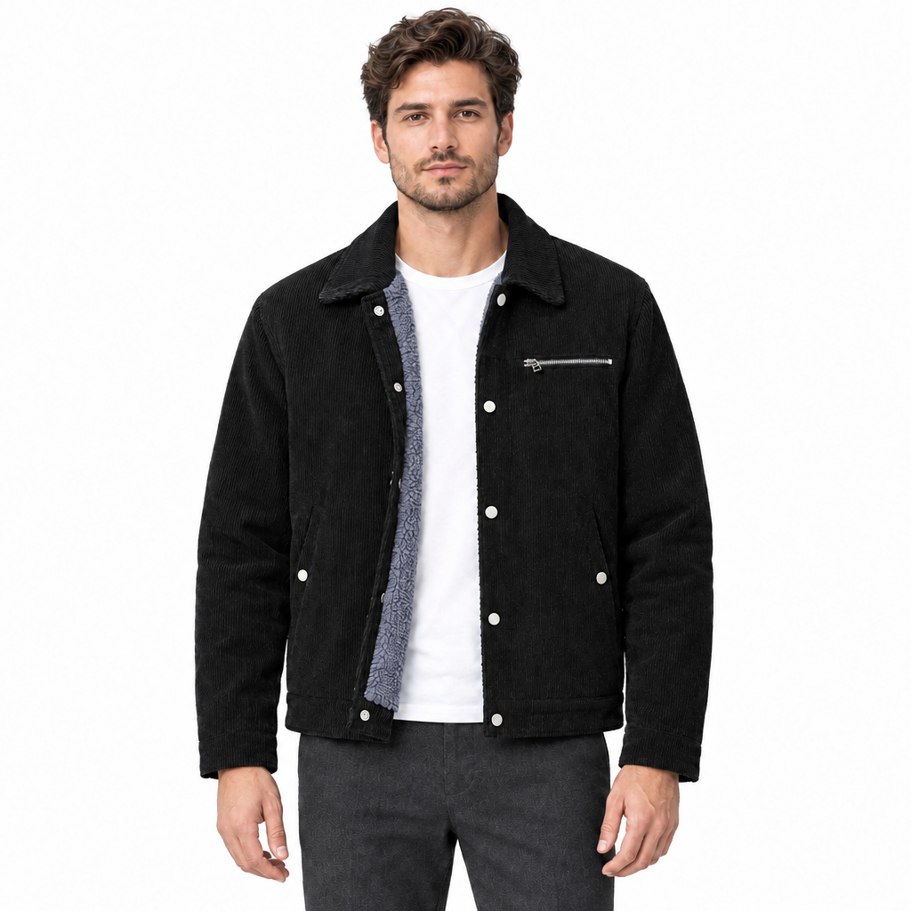 Black jacket model with corrected lining color