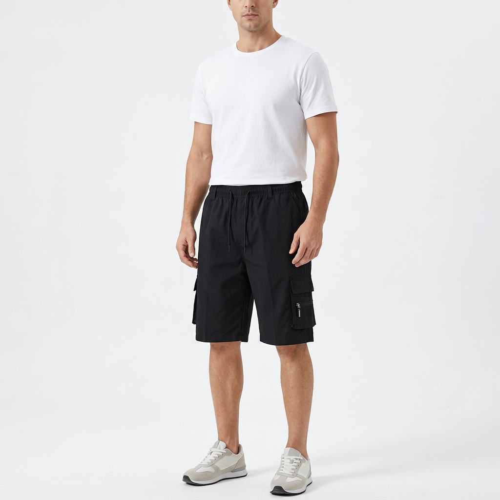 Black shorts on a male model