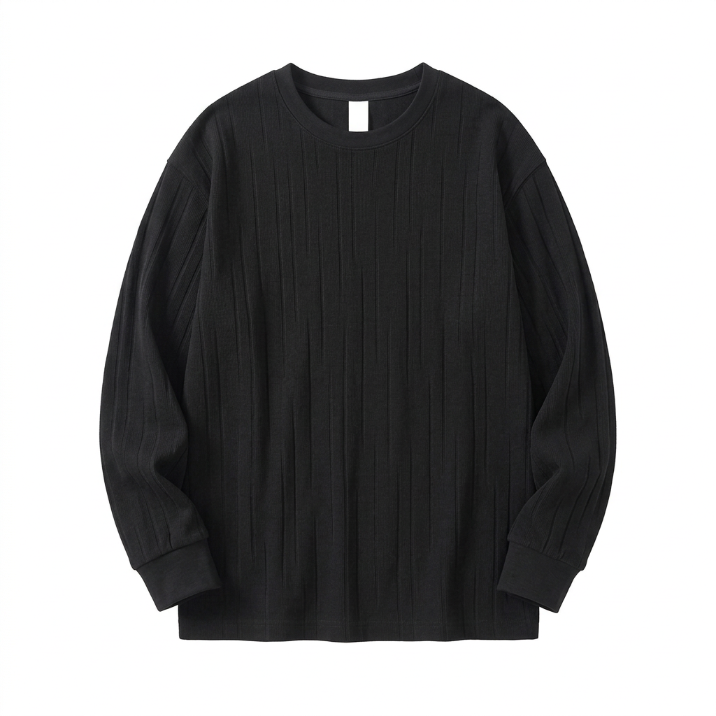 Black textured shirt without model