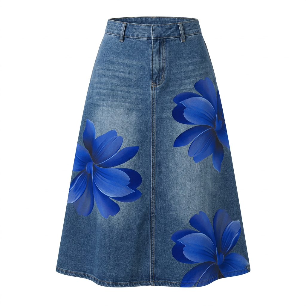 Blue floral skirt product-only image