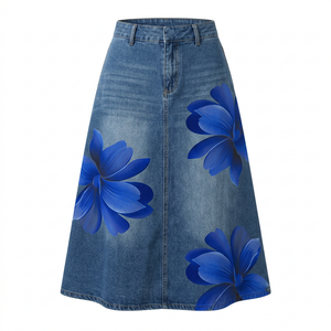 Blue floral skirt product-only image