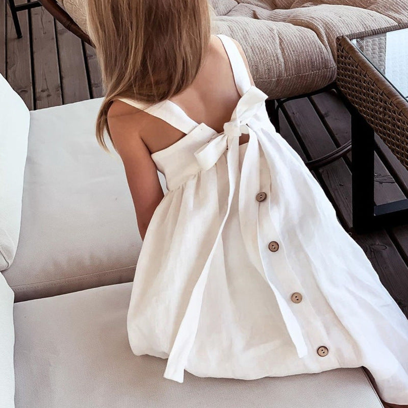 Girl's Cotton Linen Dress | Sleeveless Summer Style