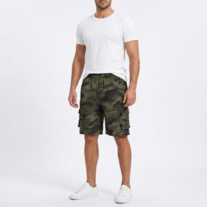 Camouflage Green work shorts on a male model