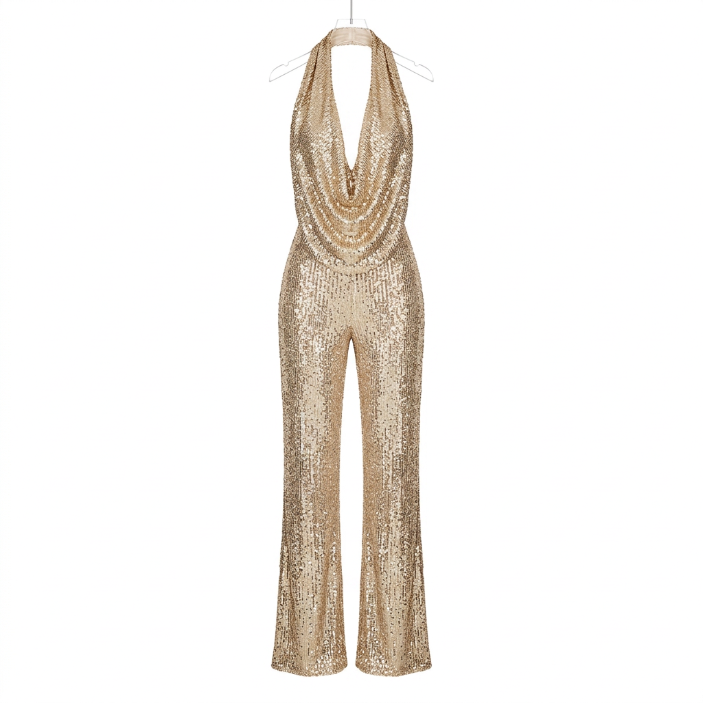 Champagne jumpsuit without a model