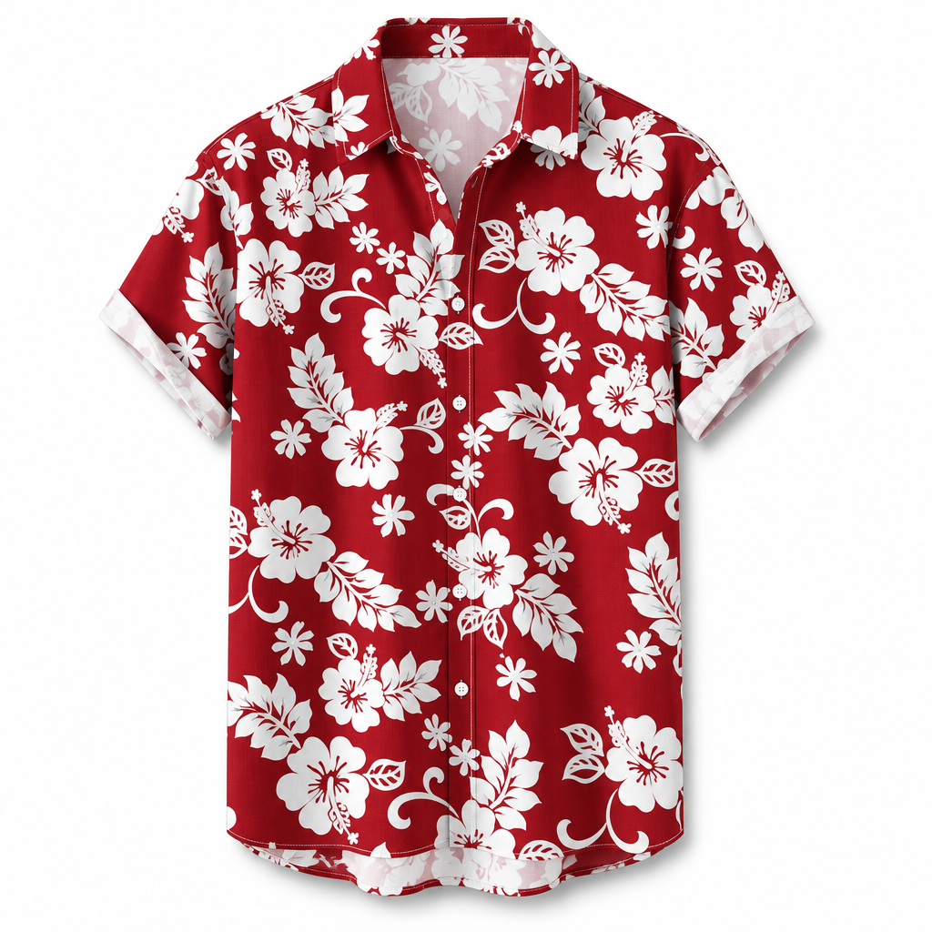 Clear red floral shirt product image