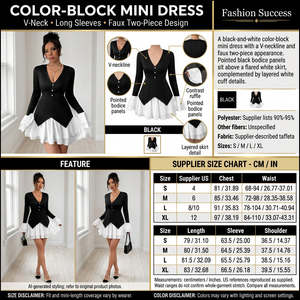 Color-block faux two-piece mini dress infographic