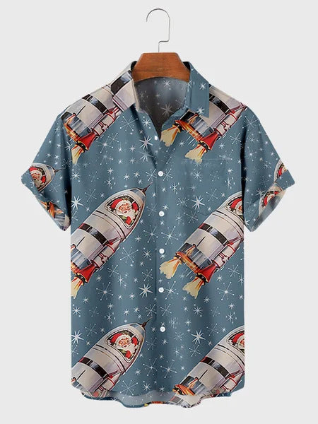Men's Floral Print Hawaiian Summer Shirt – Short Sleeve Stretch