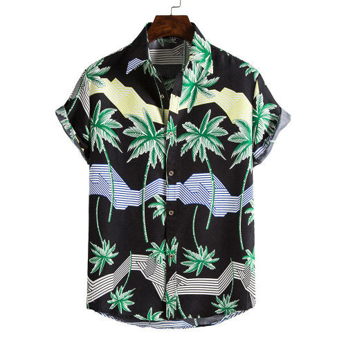 Men's Short Sleeve Floral Hawaiian Shirt – Slim Fit Beach Top