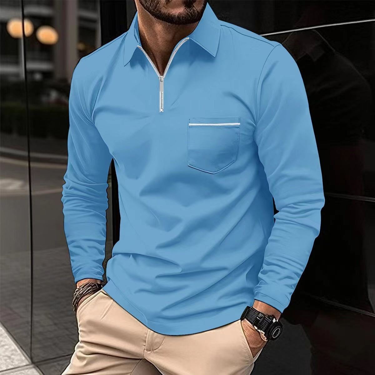 Men’s Long Sleeve Sports Polo Shirt