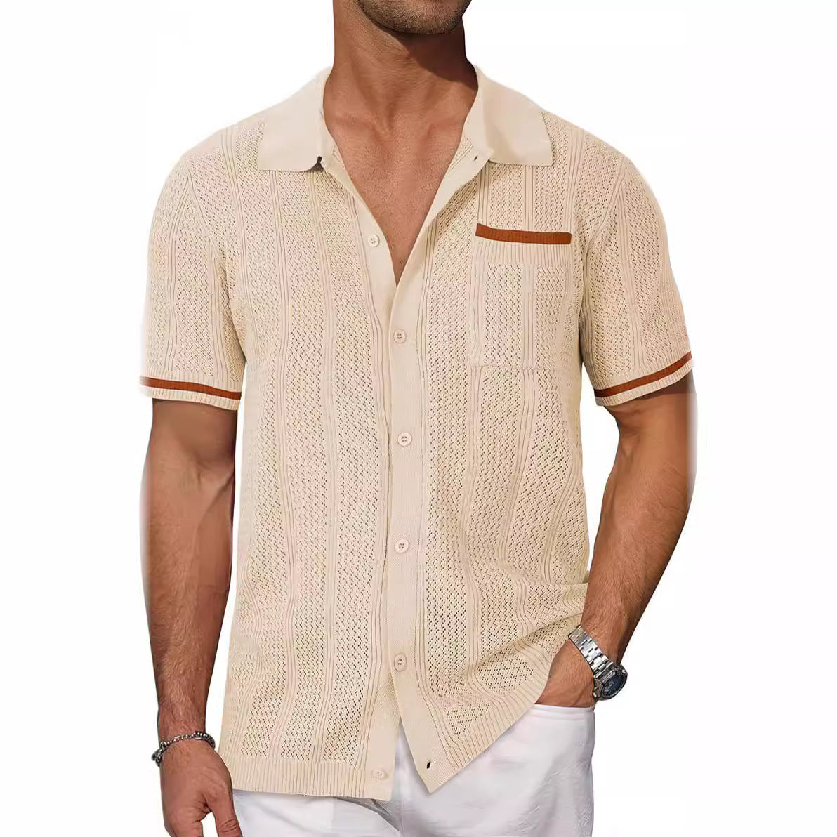 Men’s Short Sleeve Summer Cardigan Shirt