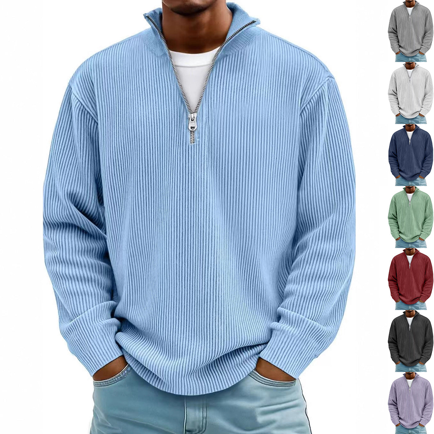 Men’s Corduroy Stand Collar Sweatshirt