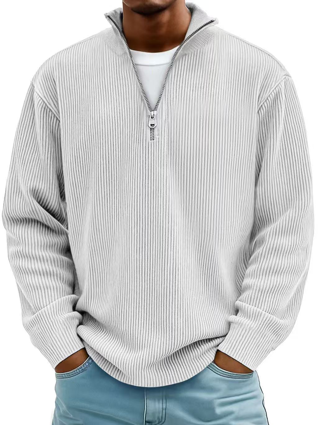 Men’s Corduroy Stand Collar Sweatshirt