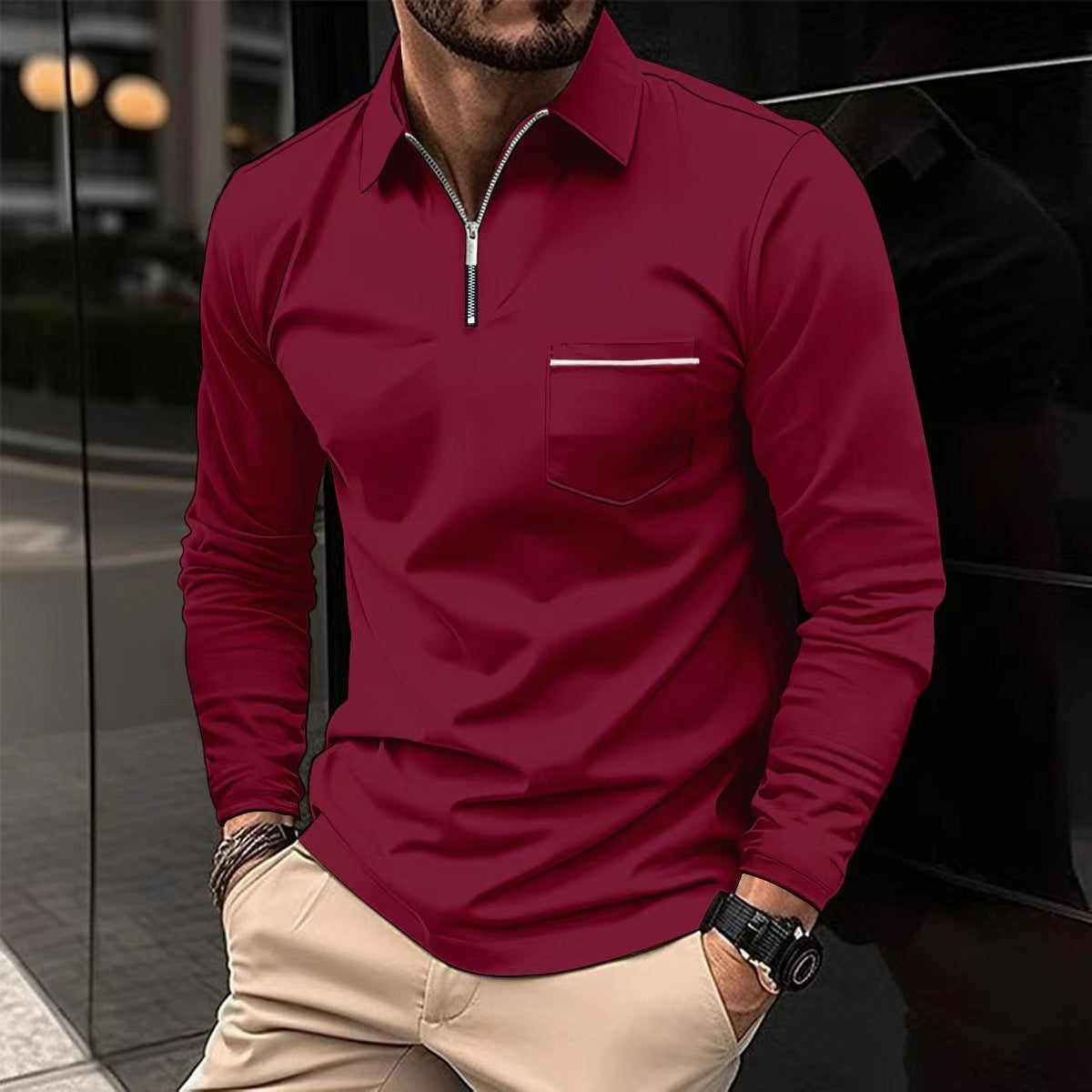 Men’s Long Sleeve Sports Polo Shirt