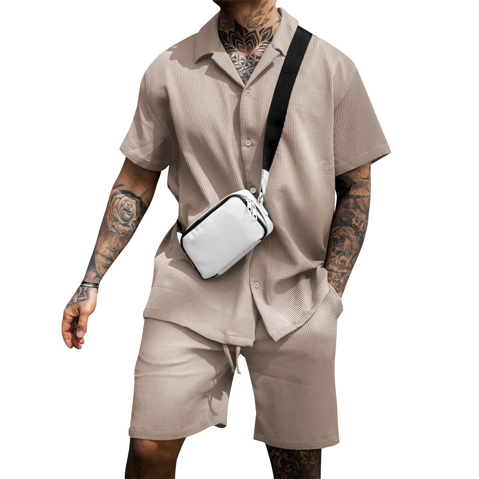 Men's Cotton Polo Shorts Set | Casual Short Sleeve & Shorts Outfit
