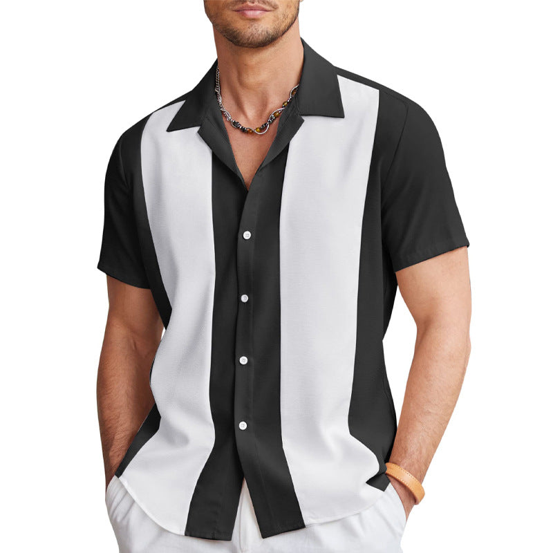 Men's Slim Fit Striped Hawaiian Shirt – Short Sleeve Casual