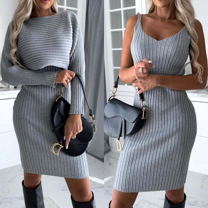 Women's Striped Top & Suspenders Skirt Set | 2-Piece Outfit