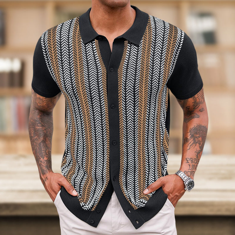 Men's Striped Jacquard Sweater | Casual Knit Pullover