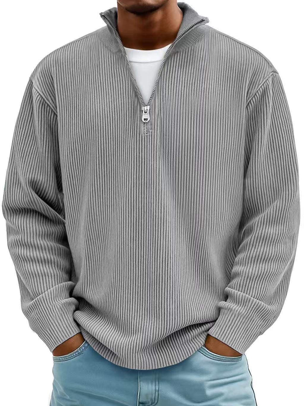 Men’s Corduroy Stand Collar Sweatshirt