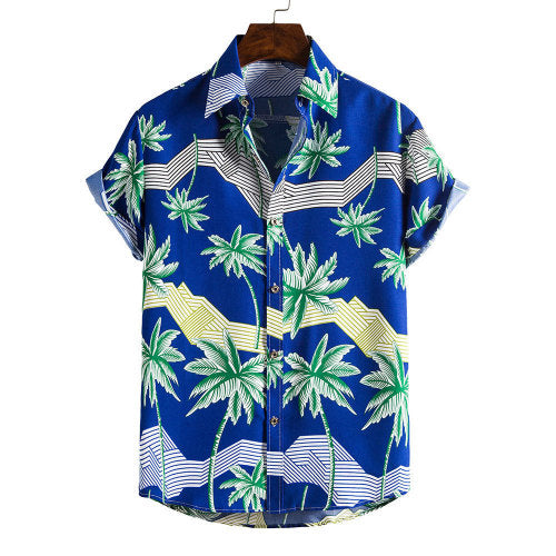 Men's Short Sleeve Floral Hawaiian Shirt – Slim Fit Beach Top