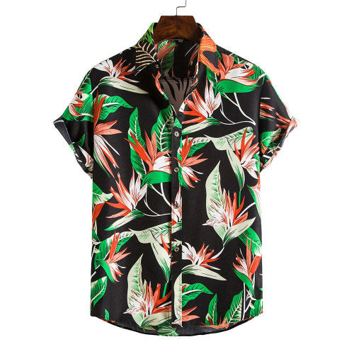 Men's Short Sleeve Floral Hawaiian Shirt – Slim Fit Beach Top