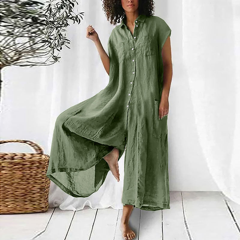 Women's Long Sleeve Jumpsuit | Casual Mid-Length Solid Color Romper