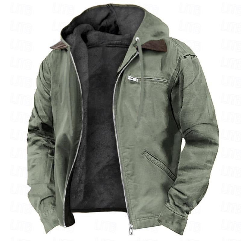 Men’s Winter Fleece Hooded Zip-Up Jacket