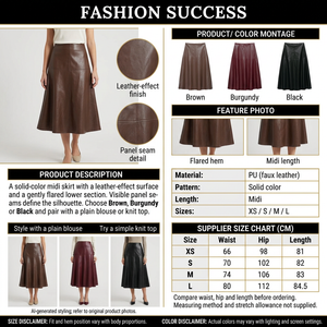 Faux-leather midi skirt detailed infographic