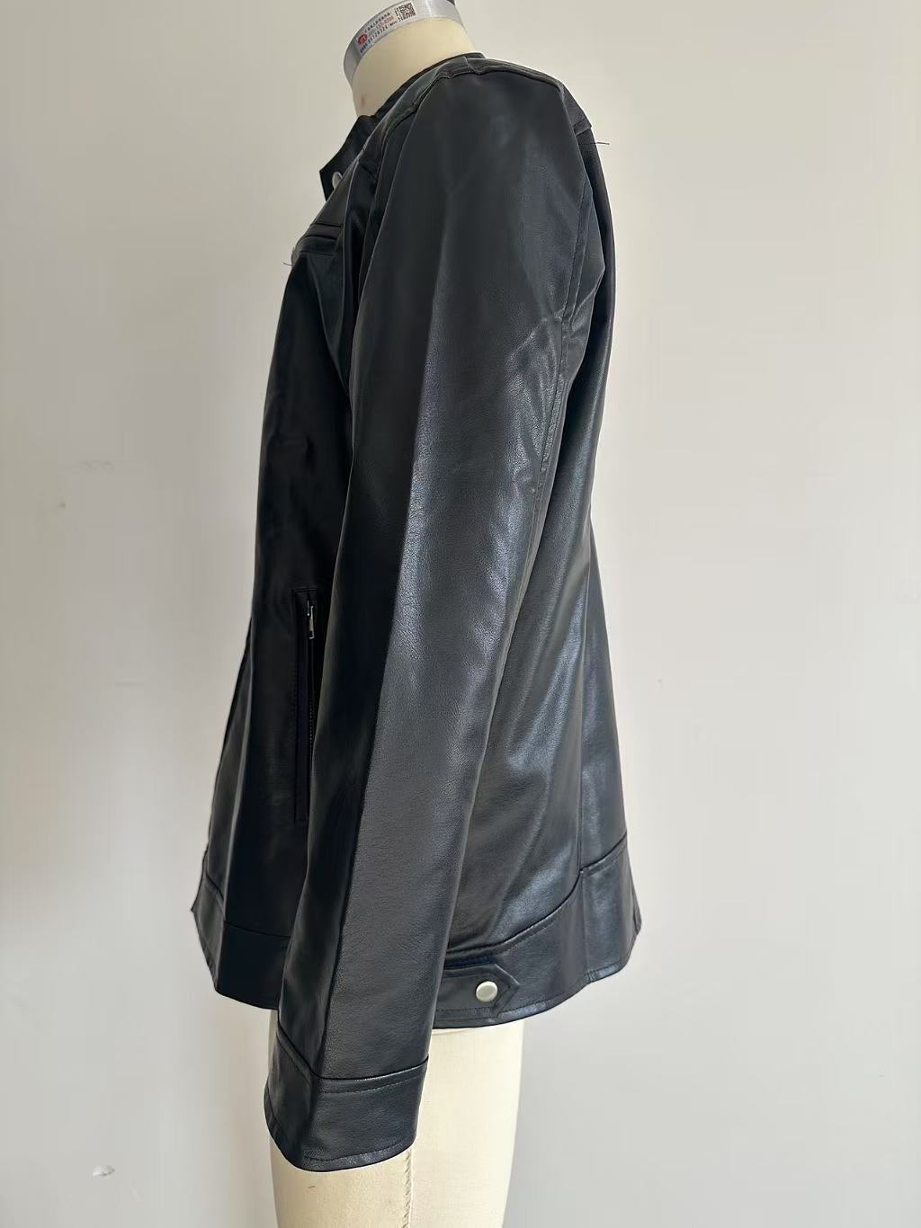 Men's Stand Collar Leather Jacket | Business Casual Style